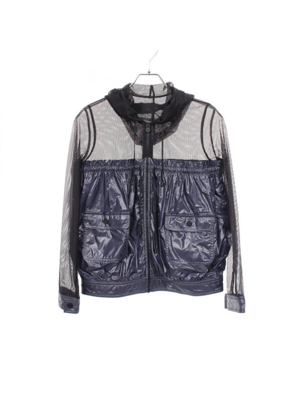 Chanel CC Logo Button Mesh Contrast with Hood Nylon Jacket